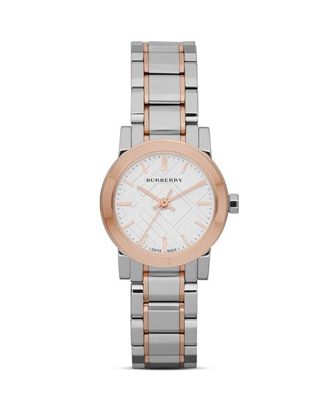 burberry silver and rose gold watch